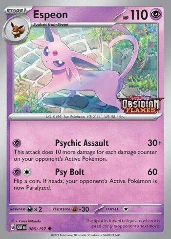 Espeon (Obsidian Flames Stamped) 086b — Escarlate e Violeta Promos